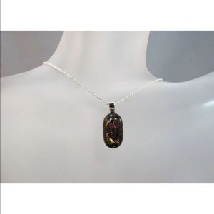 Dichroic glass pendant necklace